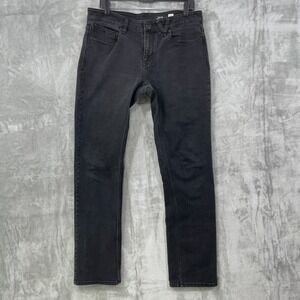 Volcom Jeans Mens 33x32 Black Solver Modern Straight Stretch Denim